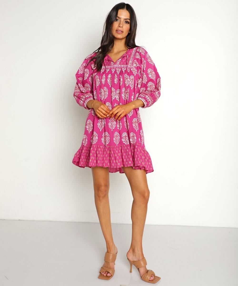 Cleobella Magdalena Mini Dress Mix Block Print Size XS